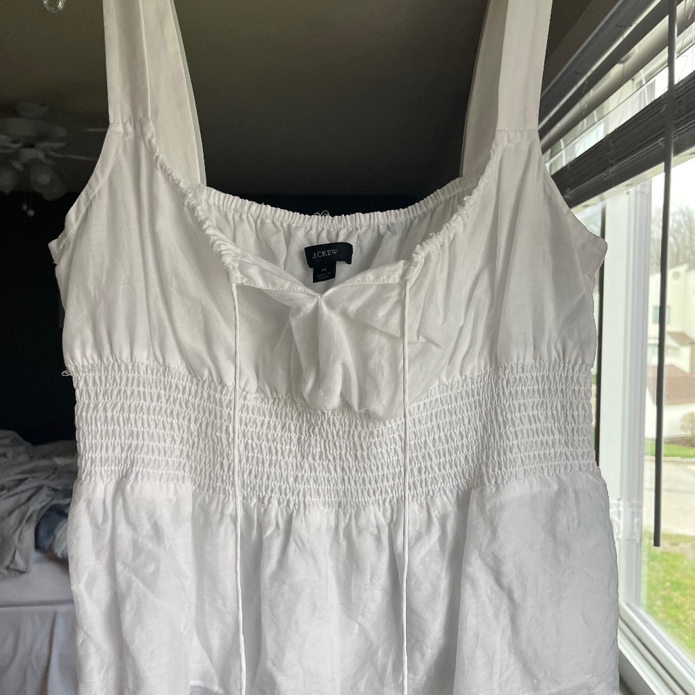 J.Crew White Smocked Waist Tank
